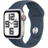 Apple Watch SE (2024) silver aluminium 40mm 4G denim sport band Size M/L DE