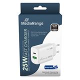 MediaRange Ladegerät 25W 2-Port 1x USB-A/1x USB-C GaN, weiß MediaRange Ladegerät 25W 2-Port 1x USB-A/1x USB-C GaN, weiß