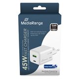 MediaRange Ladegerät 43W 2-Port 1x USB-A/1x USB-C GaN, weiß MediaRange Ladegerät 43W 2-Port 1x USB-A/1x USB-C GaN, weiß