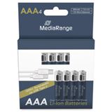 MediaRange 4 USB-Akkus mit Ladekabel Mignon AAA 500 mAh