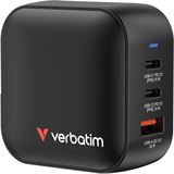 Verbatim Mini GaN Charger 70W 2xUSB-C PD, 1xUSB-A QC 3.0