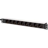 2.00m Digitus 1U ALUMINIUM PDU 9X Schutzkontakt RACKMOUNT IEC C20 PLUG