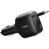 BELKIN 75W 2-PORT WITH RETRACTABLE USB-C CABLE CAR CHARGER