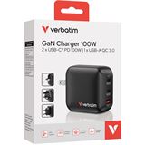 Verbatim Mini GaN Charger 3 Port 100W (EU/UK/US)