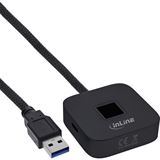 1.50m InLine USB Fingerabdruckscanner mit Hub, Windows Hello, schwarz