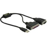 Delock Adapter USB zu Seriell/Parallel 9-polig/25-polig schwarz Delock Adapter USB zu Seriell/Parallel 9-polig/25-polig schwarz