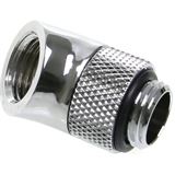 Bitspower Winkel 1/4 auf IG 1/4 Zoll - 45 Grad, drehbar, shiny silver Bitspower Winkel 1/4 auf IG 1/4 Zoll - 45 Grad, drehbar, shiny silver