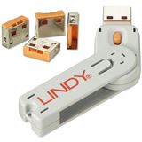 Lindy USB Port Schloss (4 St&uuml;ck) mit Schl&uuml;ssel: Orange