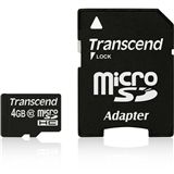 4 GB Transcend Standard microSDHC Class 10 Retail inkl. Adapter 4 GB Transcend Standard microSDHC Class 10 Retail inkl. Adapter