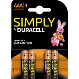 Duracell Simply LR03 Alkaline AAA Micro Batterie 1.5 V 4er Pack Duracell Simply LR03 Alkaline AAA Micro Batterie 1.5 V 4er Pack