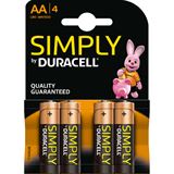 Duracell Simply LR6 Alkaline AA Mignon Batterie 1.5 V 4er Pack Duracell Simply LR6 Alkaline AA Mignon Batterie 1.5 V 4er Pack