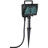 Brennenstuhl Gartensteckdose mit Erdspie&szlig; auf 2-fach