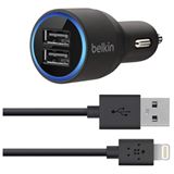 Belkin Dual Car Charger 2,4A (fixes Lightning Kabel), Schwarz Belkin Dual Car Charger 2,4A (fixes Lightning Kabel), Schwarz